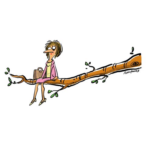 Woman out on limb
