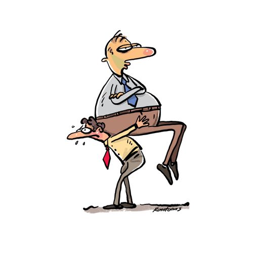 Man carrying his boss.