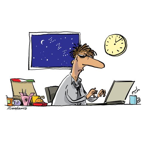 Man works late.