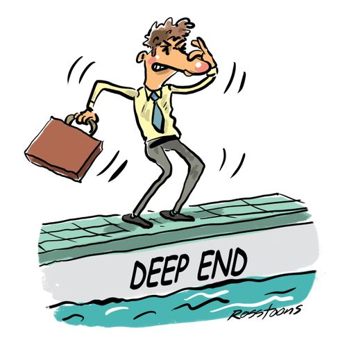 Businessman at the deep end.