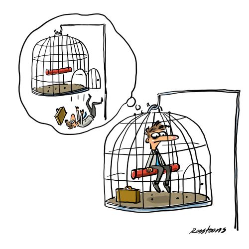 Caged Businessman