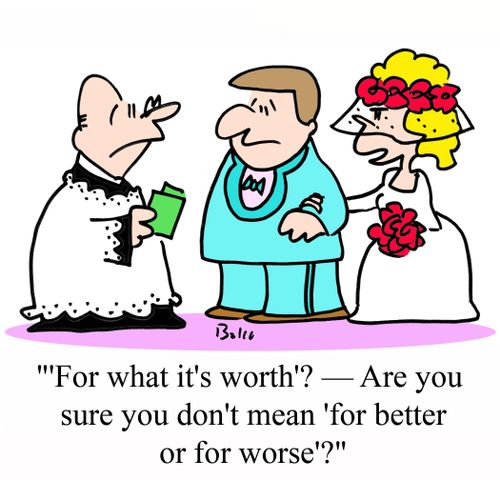 ''For what it's worth'? - Are you sure you don't mean 'for better or for worse'?'