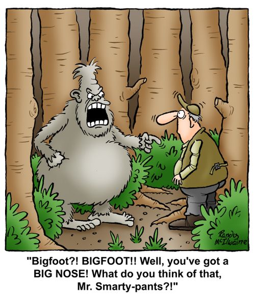 'Bigfoot?! BIGFOOT!! Well, you've got a BIG NOSE! What do you think of that, Mr. Smarty-pants?!'