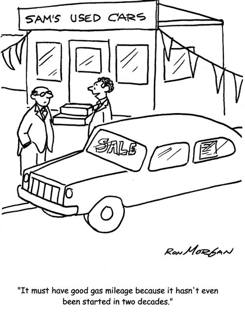 'It must have good gas mileage because it hasn't even been started in two decades.'