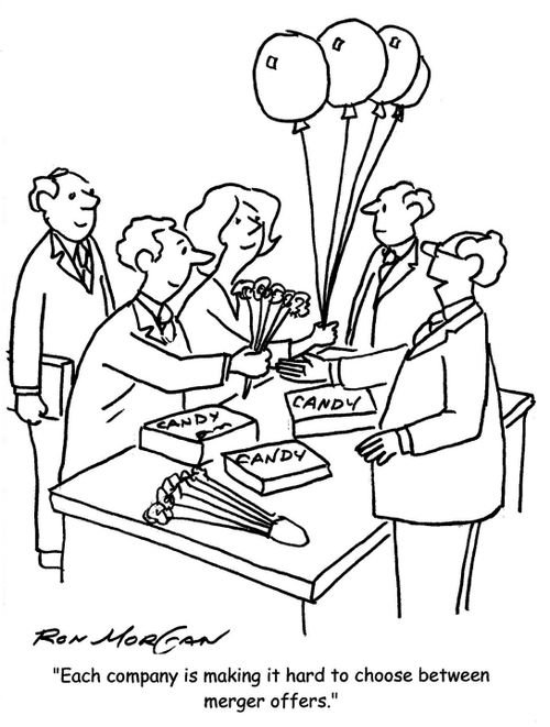 'Each company is making it hard to choose between merger offers.'