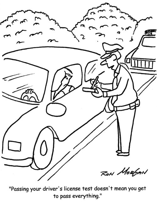 'Passing your driver's license test doesn't mean you get to pass everything.'