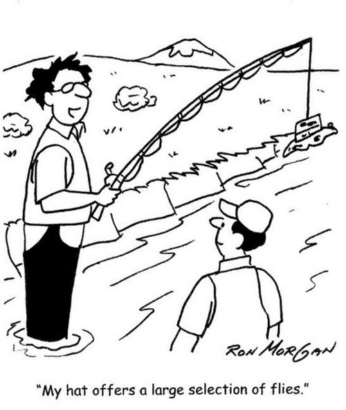 'My hat offers a large selection of flies.'