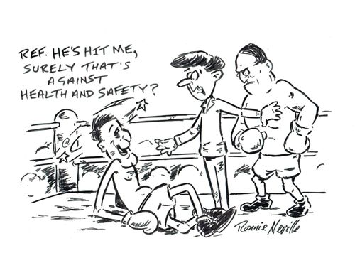'Ref. He's hit me, surely that's against health and safety