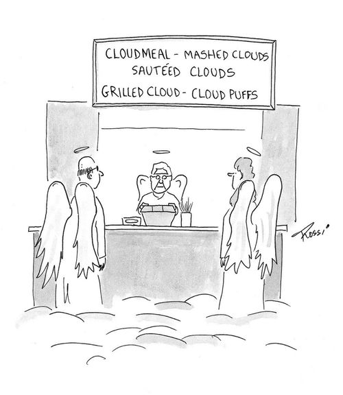 Cloud Meal - Mashed Clouds, Sauteed Clouds, Grilled Clouds, Cloud Puffs. 