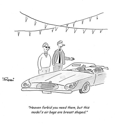 'Heaven forbid you need them, but this model's air bags are breast shaped.'