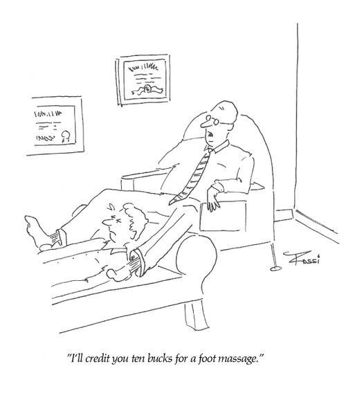 'I'll credit you ten bucks for a for massage.'