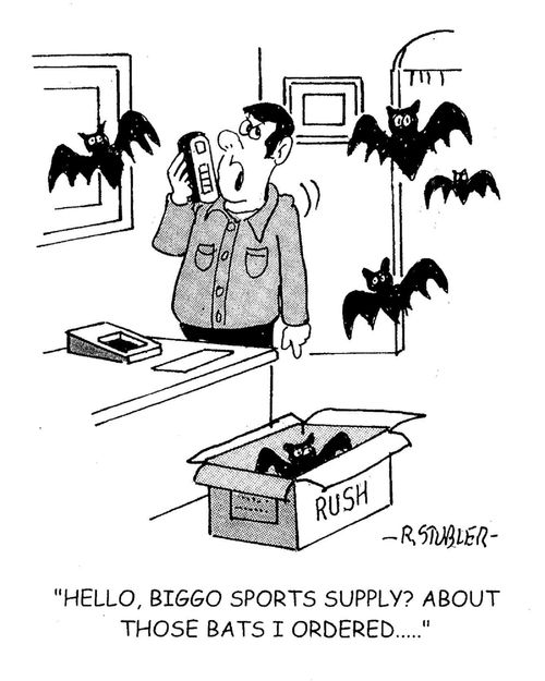 'Hello Biggo Sports Supply? About those bats I ordered.....'