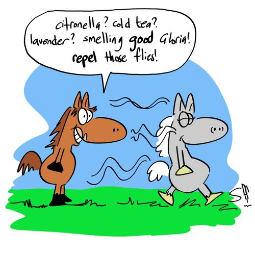'Citronella? Cold tea? Lavender? Smelling good Gloria! Repel those flies!'