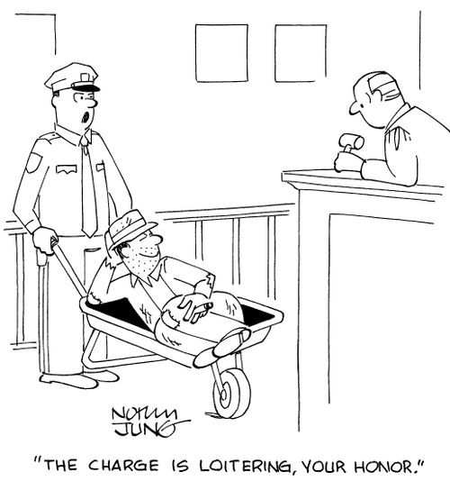 "The charge is loitering, your honor."