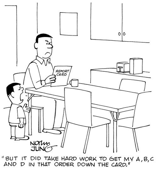 "But it did take hard work to get my A, B, C and D in that order down the card."