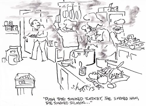 'Push the smoked turkey, the smoked ham, the smoked salmon...'