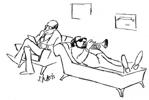 Psychiatrist's patient plays trumpet.