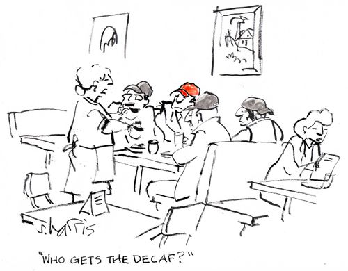 'Who gets the decaf?'