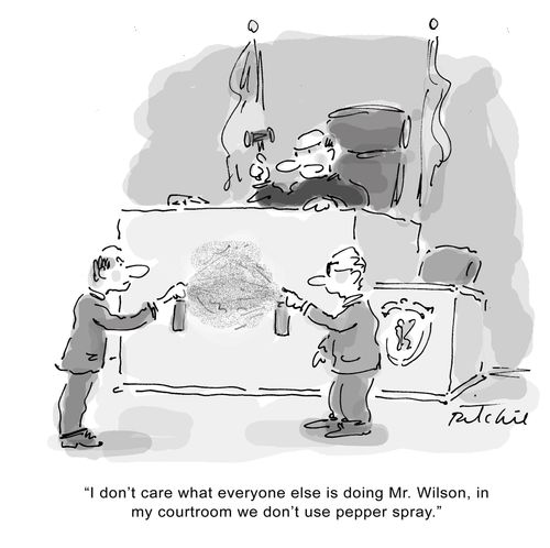 'I don't care what everyone else is doing, Mr. Wilson, in my courtroom we don't use pepper spray.'