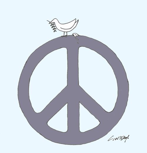 Dove Poops on Peace Sign. 