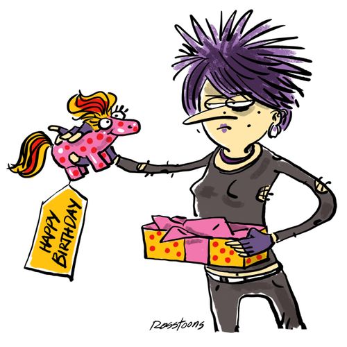 Emo girl gets wrong birthday gift.