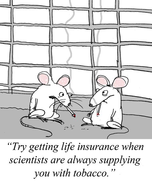 "Try getting life insurance when scientists are always supplying you with tobacco."