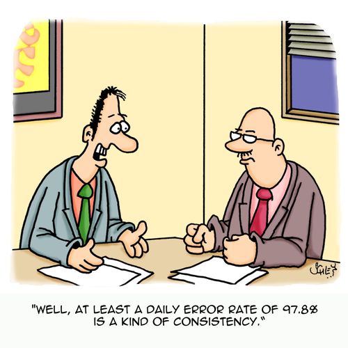 'Well, at least a daily error rate of 97.8% is a kind of consistency.'