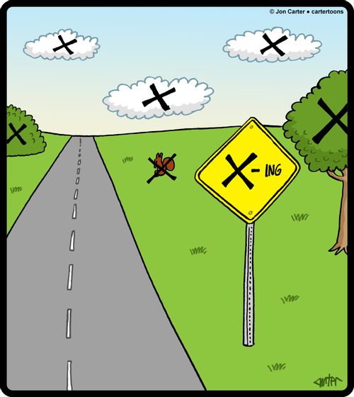 X-Ing sign warns of X's ahead.