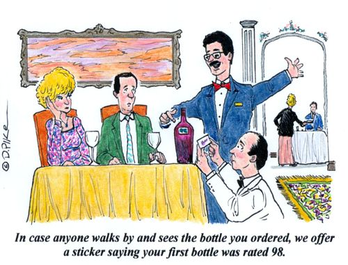 "In case anyone walks by and sees the bottle you ordered, we offer a sticker saying your first bottle was rated 98."