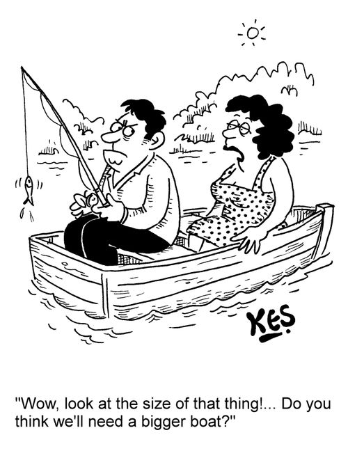 "Wow, look at the size of that thing!... Do you think we'll need a bigger boat?"