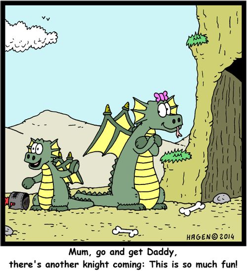 'MUM, go and get Daddy, there's another knight coming: This is so much fun!'
