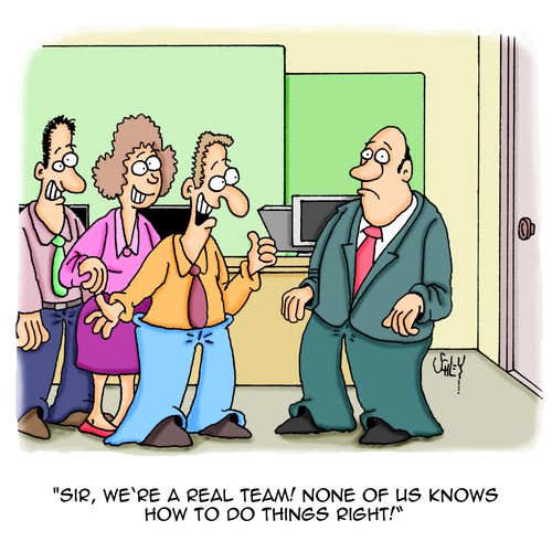 'Sir, we're a real team! None of us knows how to do things right!'