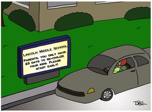Lincoln Middle School: Parents, you only have 23 days to re-civilize your kids...