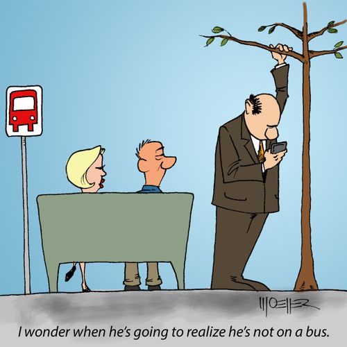 'I wonder when he's going to realize he's not on a bus.'