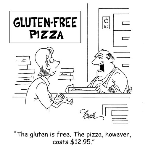 "The gluten is free. The pizza, however, cost $12.95."