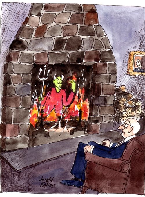 Devil in fireplace