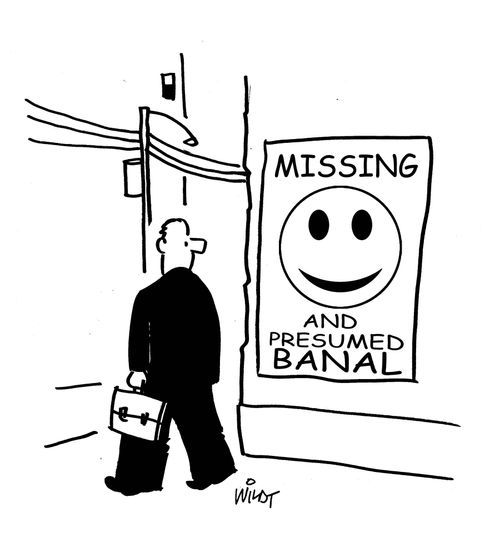 Poster of smiley face: Missing and Presumed Banal.
