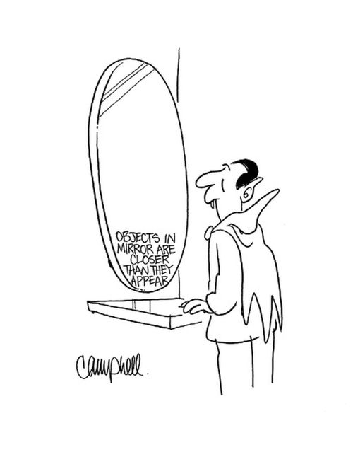 Objects in mirror are closer than they appear...