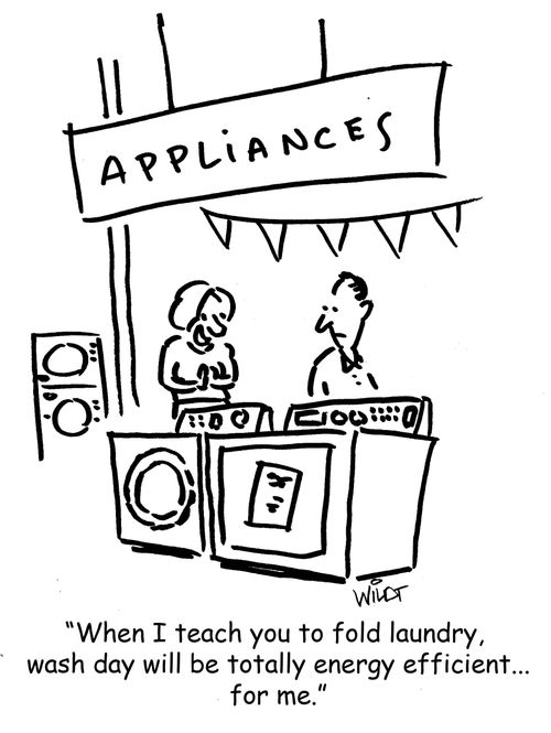 'When I teach you to fold laundry, wash day will be totally energy efficient... for me.'