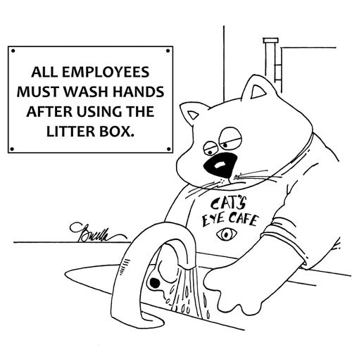All Employees Must Wash Paws After Using Litter Box.