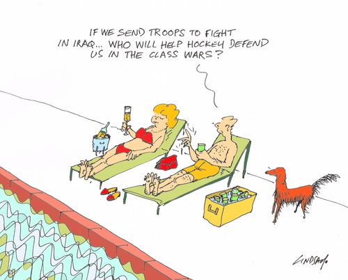 'If we send troops to Iraq...who will help Hockey defend us in the class wars?'