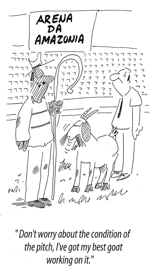 'Don't worry about the condition of the pitch, I've got my best goat working on it.'