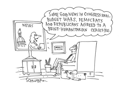 'Some good news in congressional budget wars. Democrats and Republicans agreed to a brief humanitarian ceasefire.'