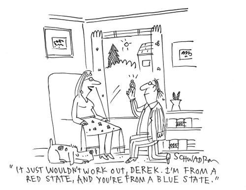 'It just wouldn't work out, Derek. I'm from a red state, and you're from a blue state.'