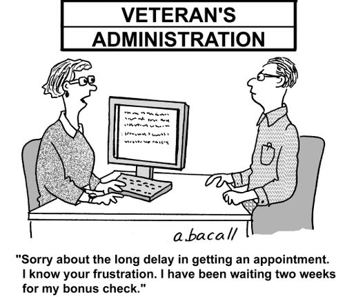 'Sorry about the long delay in getting an appointment. I know your frustration. I have been waiting two weeks for my bonus check.'