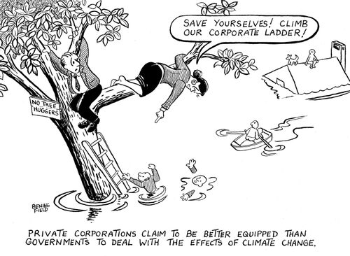 "Save yourselves! Climb our corporate ladder!"