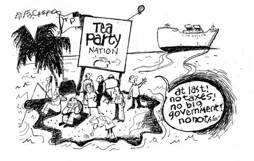 'At last! No taxes! No big government!..'