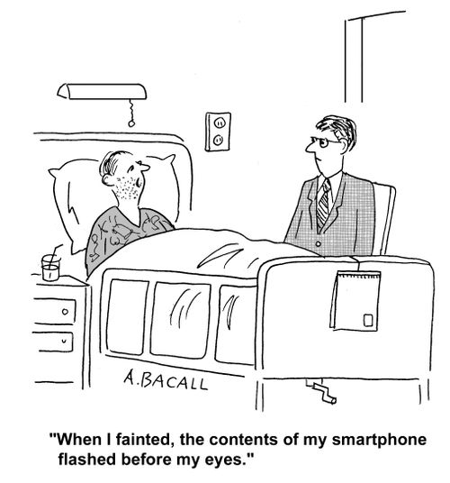 'When I fainted, the contents of my smartphone flashed before my eyes.'