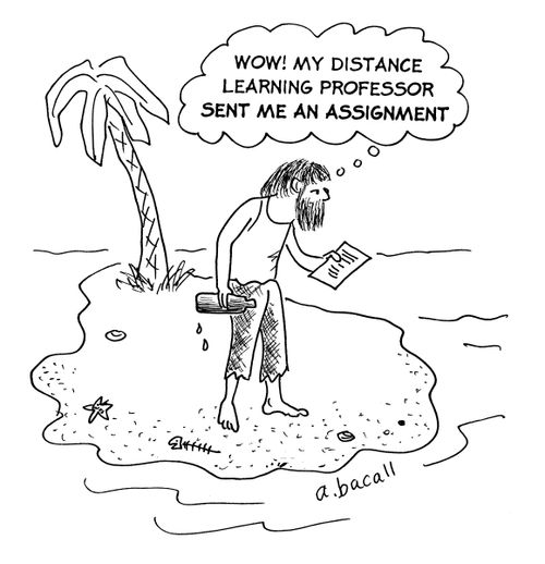 'Wow! My distance learning professor sent me an assignment.'