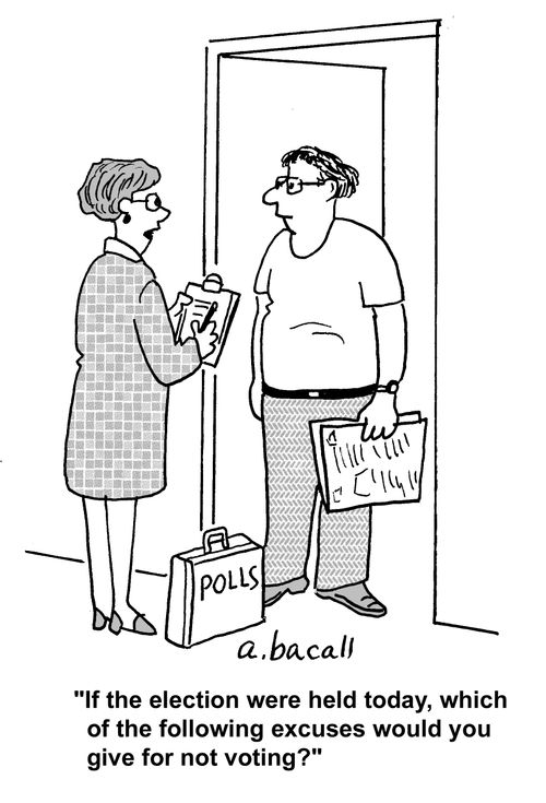 'If the election were held today, which of the following excuses would you give for not voting?'